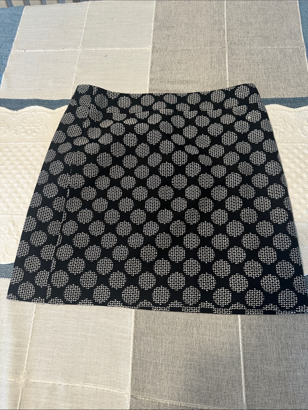 Women’s LOFT Black Mini Skirt with White Polka Dot Pattern. Very cute
